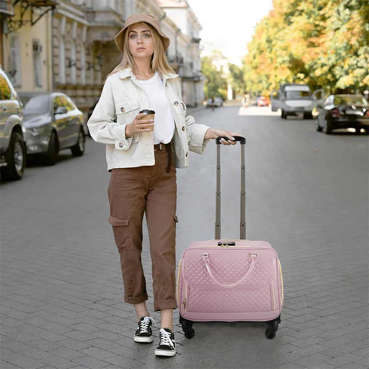 حقيبة نسائية مخصصة للسفر مقاومة للماء أثناء الليل حقيبة دوارة بعجلات  Women's Waterproof Overnight Travel Bag Spinner Luggage with Wheels