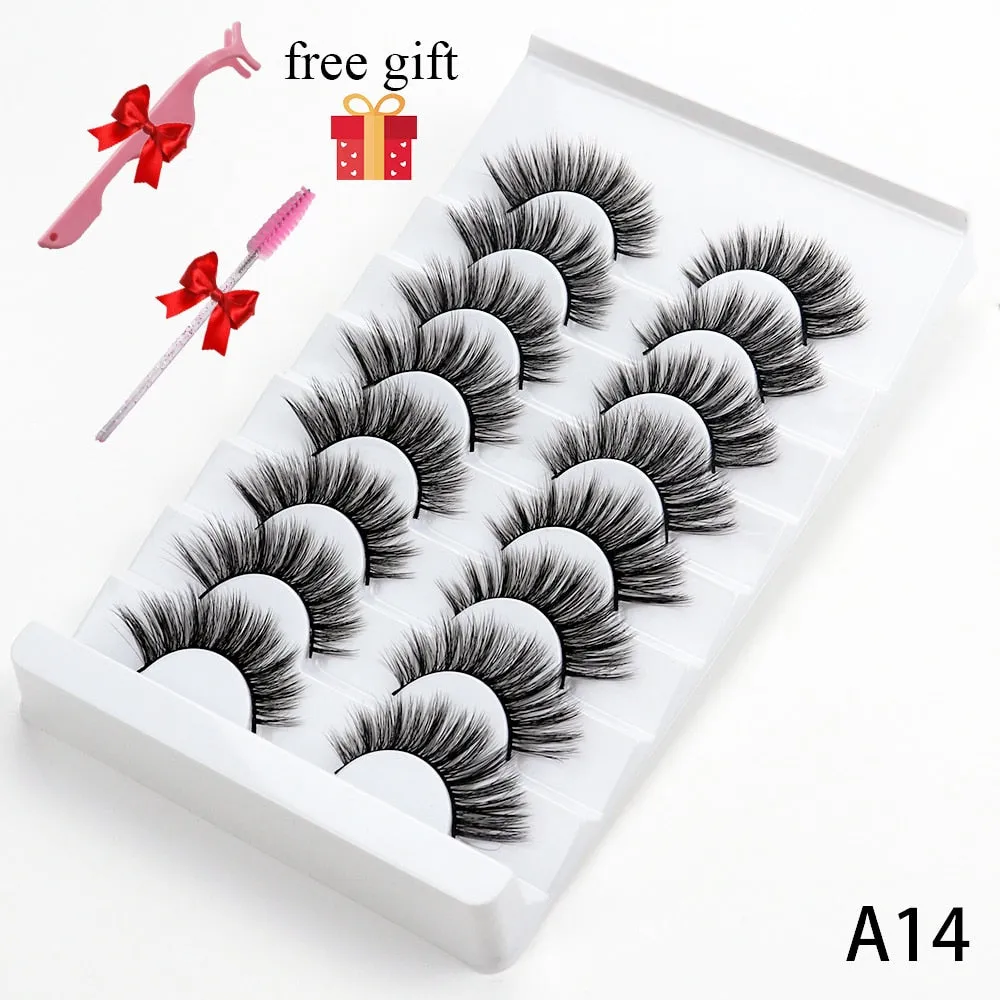 5/8 Pairs Faux Mink Eyelashes Soft Fluffy Natural False Eyelashes 3D Thick Dramatic Makeup Eyelashes Reusable Handmade Lashes