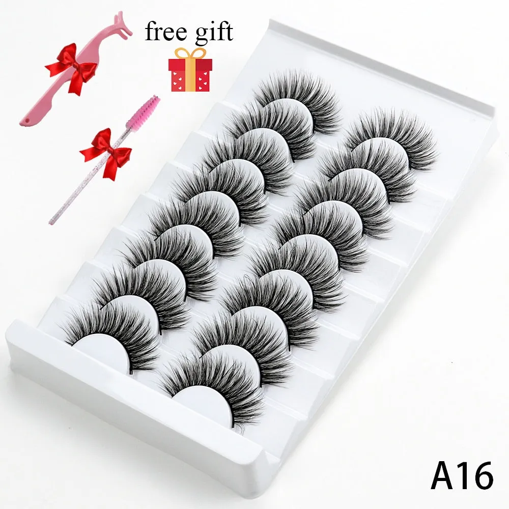 5/8 Pairs Faux Mink Eyelashes Soft Fluffy Natural False Eyelashes 3D Thick Dramatic Makeup Eyelashes Reusable Handmade Lashes