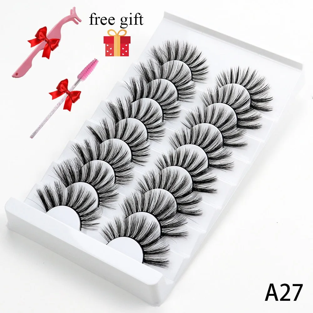 5/8 Pairs Faux Mink Eyelashes Soft Fluffy Natural False Eyelashes 3D Thick Dramatic Makeup Eyelashes Reusable Handmade Lashes