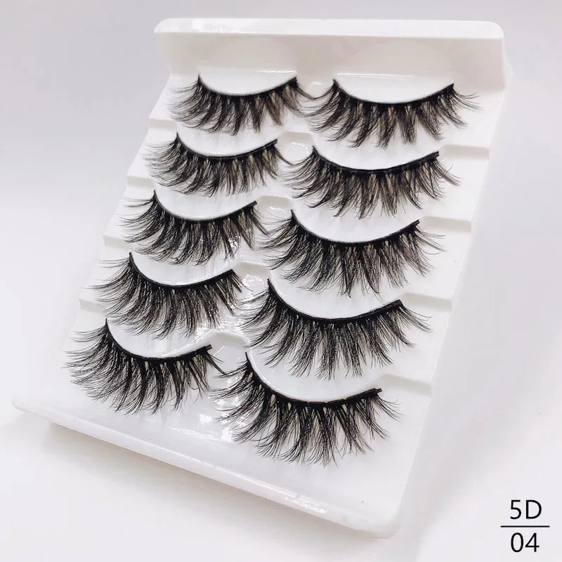 5/8 Pairs Faux Mink Eyelashes Soft Fluffy Natural False Eyelashes 3D Thick Dramatic Makeup Eyelashes Reusable Handmade Lashes