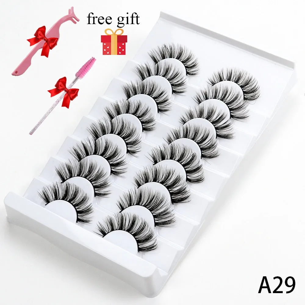 5/8 Pairs Faux Mink Eyelashes Soft Fluffy Natural False Eyelashes 3D Thick Dramatic Makeup Eyelashes Reusable Handmade Lashes