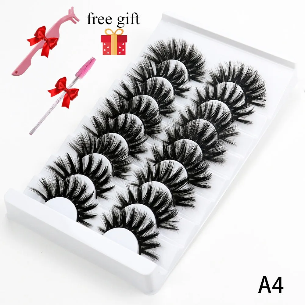 5/8 Pairs Faux Mink Eyelashes Soft Fluffy Natural False Eyelashes 3D Thick Dramatic Makeup Eyelashes Reusable Handmade Lashes