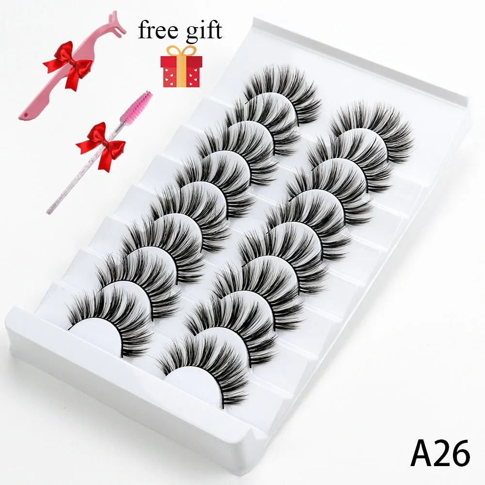 5/8 Pairs Faux Mink Eyelashes Soft Fluffy Natural False Eyelashes 3D Thick Dramatic Makeup Eyelashes Reusable Handmade Lashes