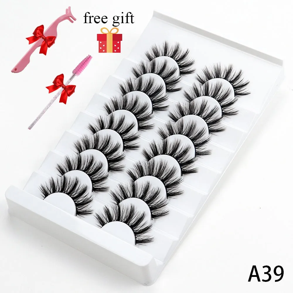 5/8 Pairs Faux Mink Eyelashes Soft Fluffy Natural False Eyelashes 3D Thick Dramatic Makeup Eyelashes Reusable Handmade Lashes