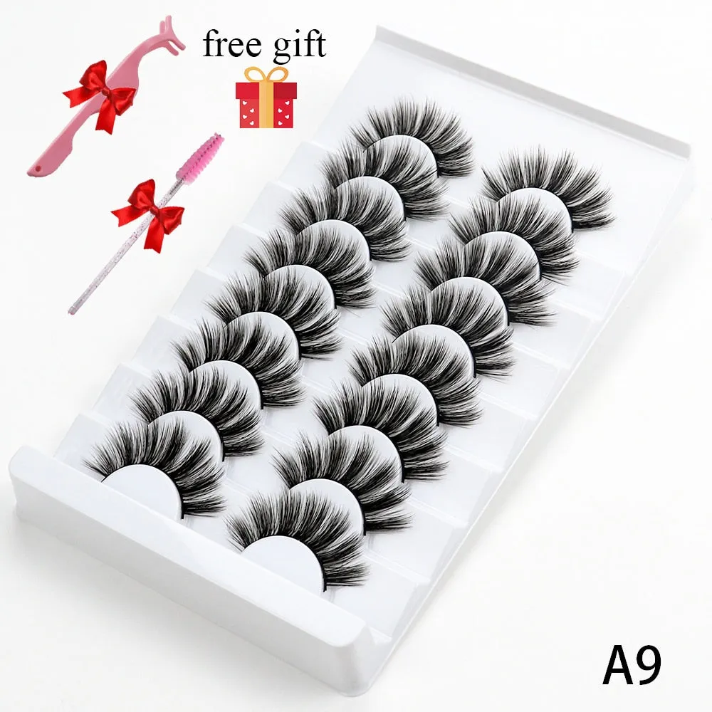 5/8 Pairs Faux Mink Eyelashes Soft Fluffy Natural False Eyelashes 3D Thick Dramatic Makeup Eyelashes Reusable Handmade Lashes