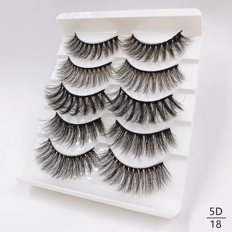 5/8 Pairs Faux Mink Eyelashes Soft Fluffy Natural False Eyelashes 3D Thick Dramatic Makeup Eyelashes Reusable Handmade Lashes