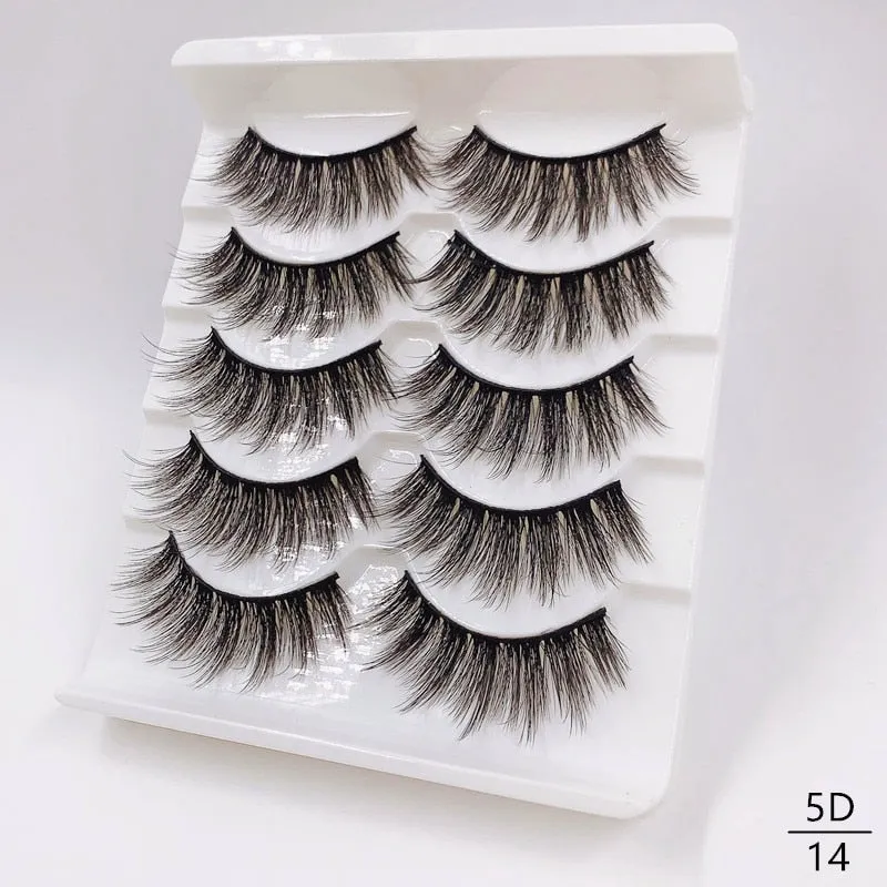 5/8 Pairs Faux Mink Eyelashes Soft Fluffy Natural False Eyelashes 3D Thick Dramatic Makeup Eyelashes Reusable Handmade Lashes