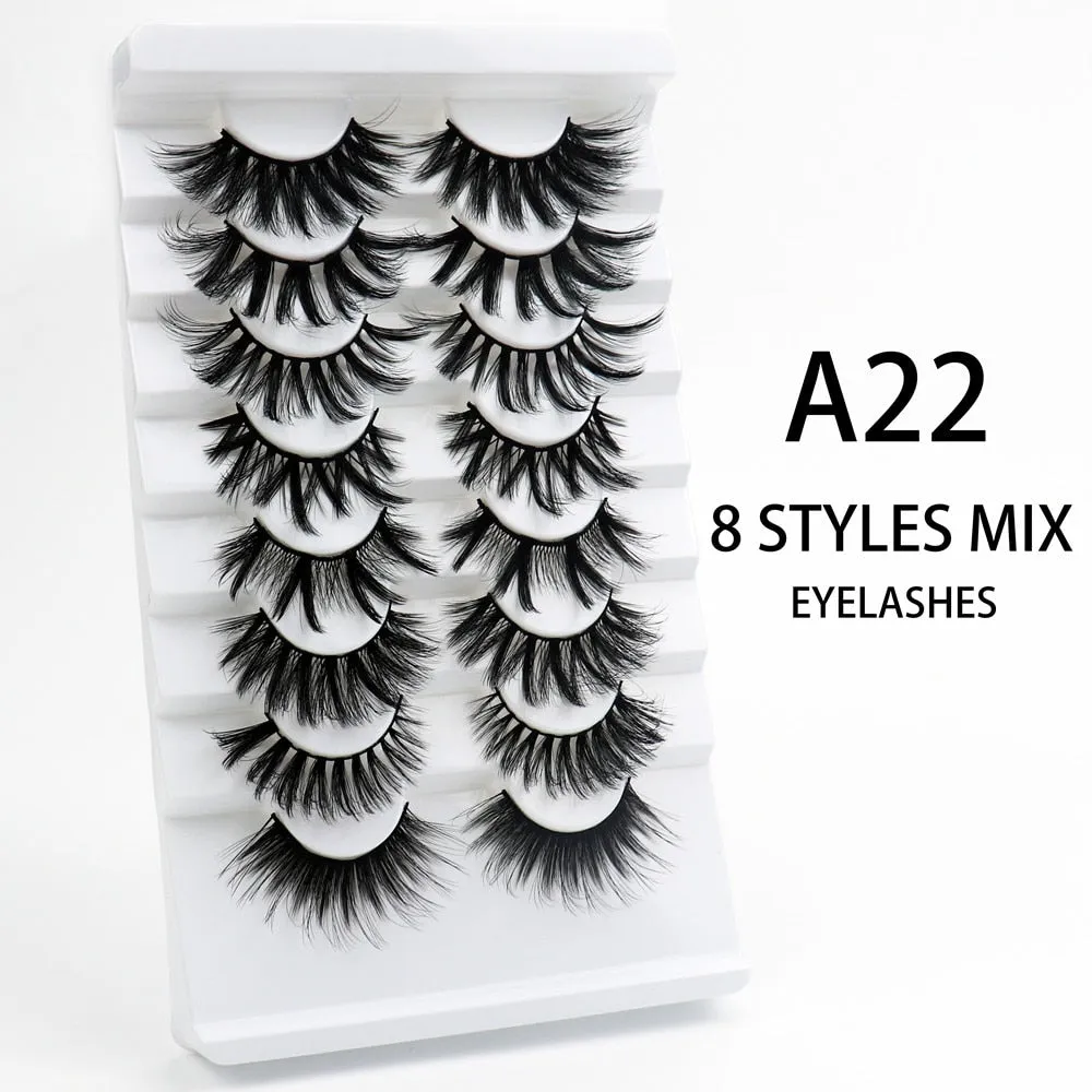 5/8 Pairs Faux Mink Eyelashes Soft Fluffy Natural False Eyelashes 3D Thick Dramatic Makeup Eyelashes Reusable Handmade Lashes