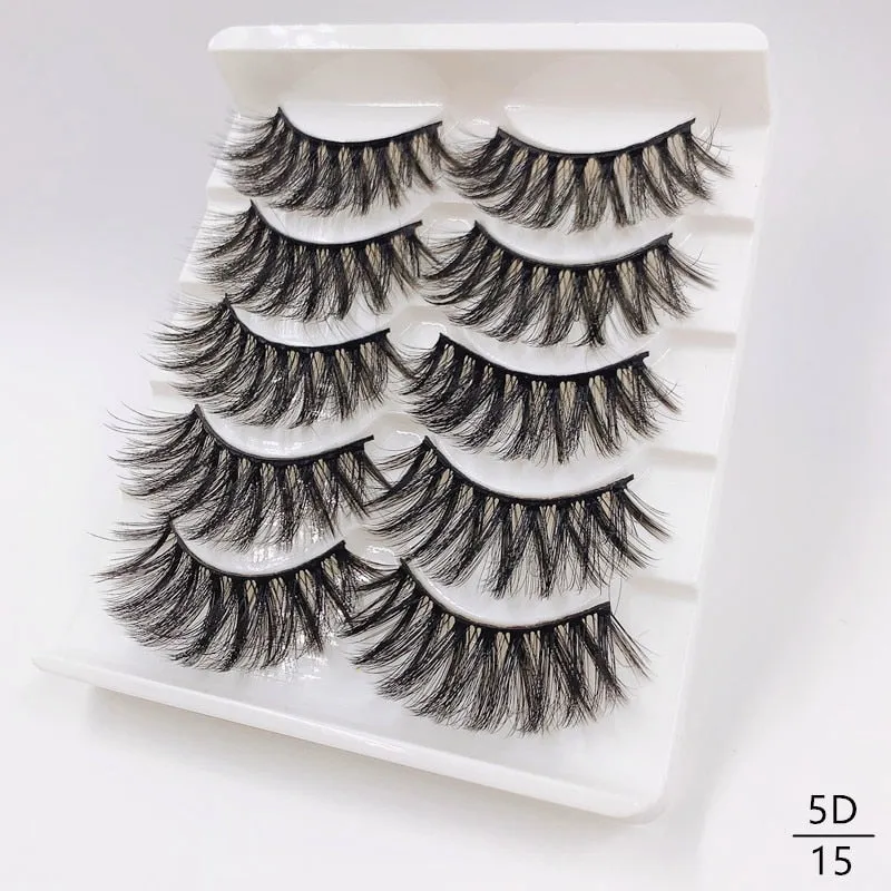 5/8 Pairs Faux Mink Eyelashes Soft Fluffy Natural False Eyelashes 3D Thick Dramatic Makeup Eyelashes Reusable Handmade Lashes