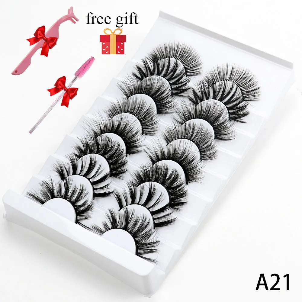 5/8 Pairs Faux Mink Eyelashes Soft Fluffy Natural False Eyelashes 3D Thick Dramatic Makeup Eyelashes Reusable Handmade Lashes