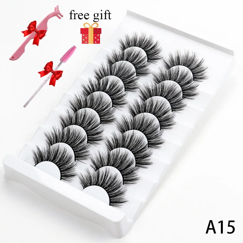 5/8 Pairs Faux Mink Eyelashes Soft Fluffy Natural False Eyelashes 3D Thick Dramatic Makeup Eyelashes Reusable Handmade Lashes
