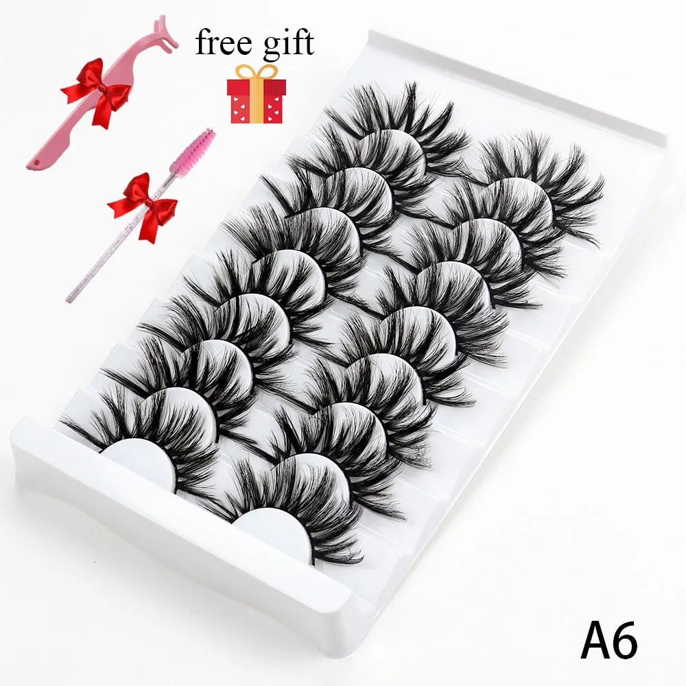 5/8 Pairs Faux Mink Eyelashes Soft Fluffy Natural False Eyelashes 3D Thick Dramatic Makeup Eyelashes Reusable Handmade Lashes