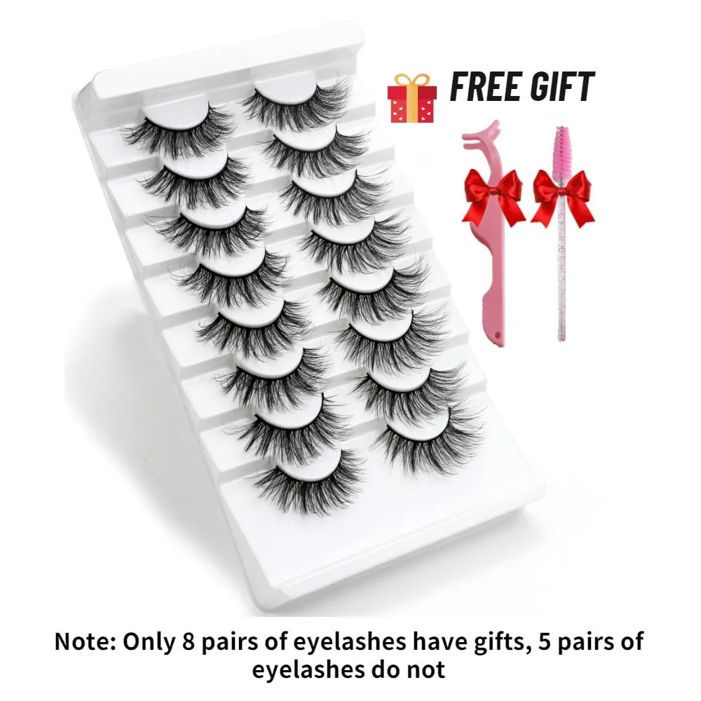 5/8 Pairs Faux Mink Eyelashes Soft Fluffy Natural False Eyelashes 3D Thick Dramatic Makeup Eyelashes Reusable Handmade Lashes