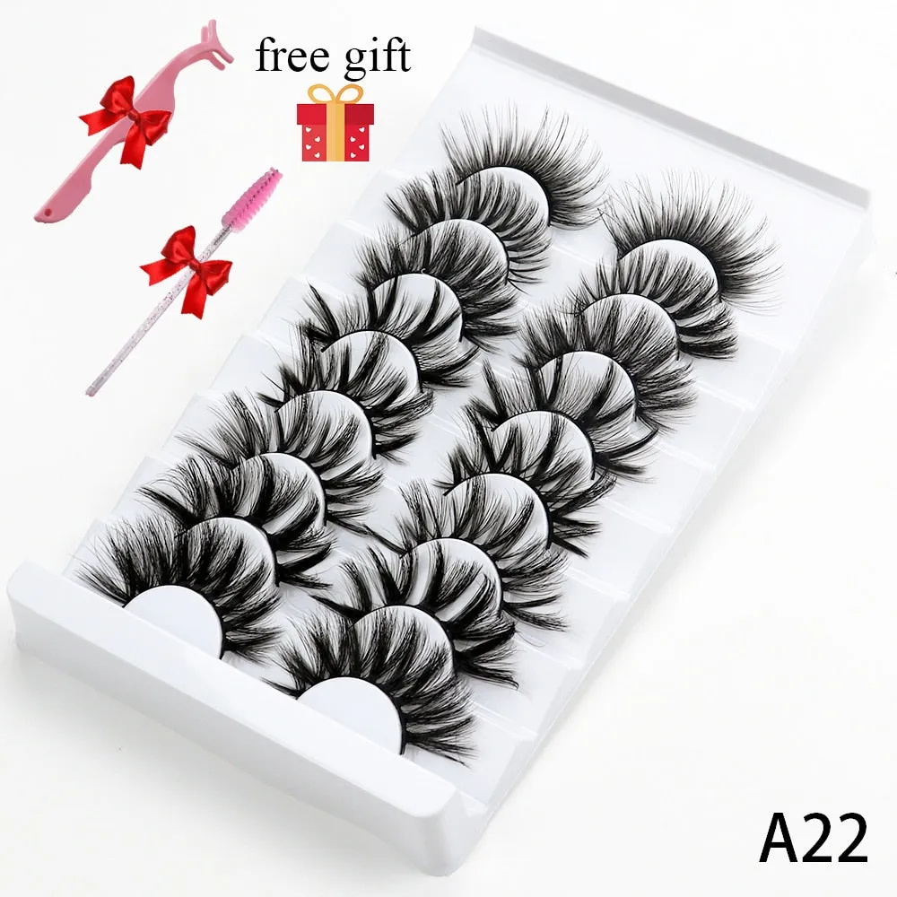 5/8 Pairs Faux Mink Eyelashes Soft Fluffy Natural False Eyelashes 3D Thick Dramatic Makeup Eyelashes Reusable Handmade Lashes