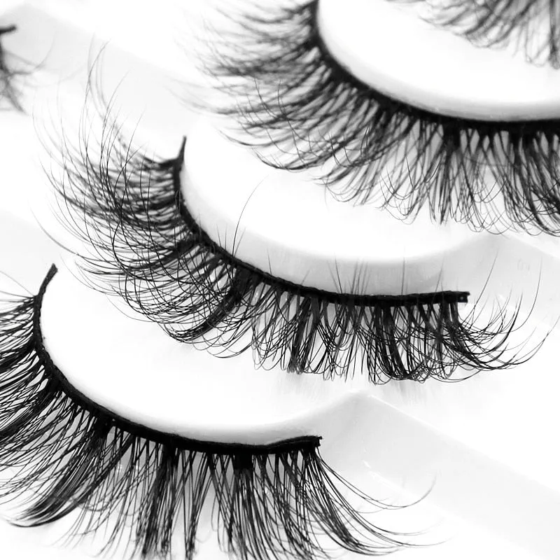 5/8 Pairs Faux Mink Eyelashes Soft Fluffy Natural False Eyelashes 3D Thick Dramatic Makeup Eyelashes Reusable Handmade Lashes