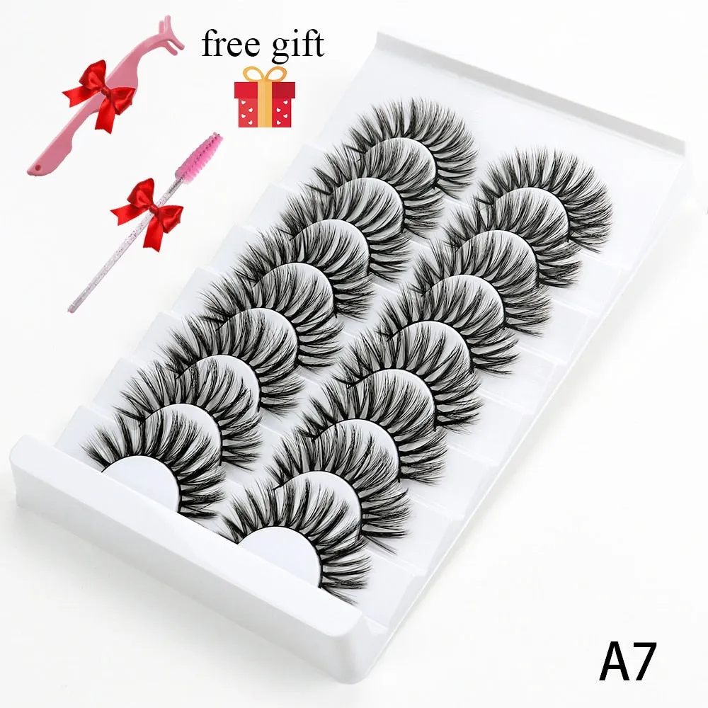 5/8 Pairs Faux Mink Eyelashes Soft Fluffy Natural False Eyelashes 3D Thick Dramatic Makeup Eyelashes Reusable Handmade Lashes