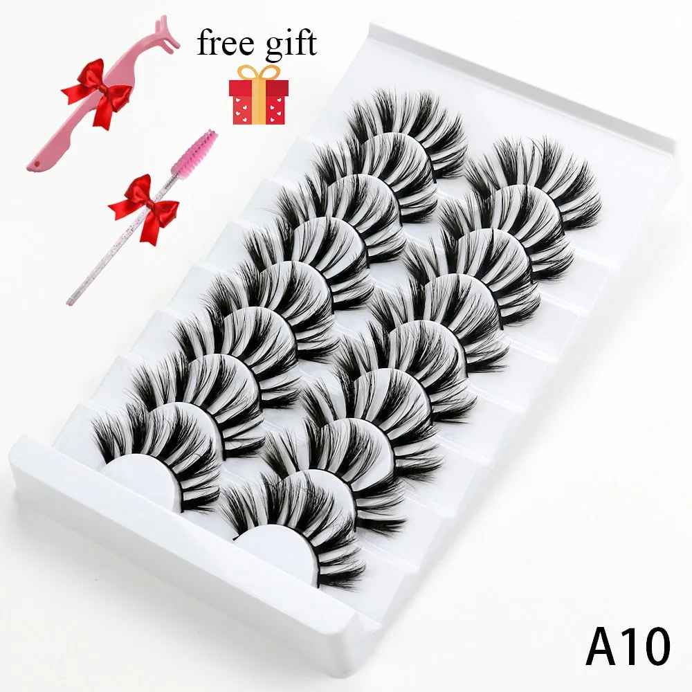 5/8 Pairs Faux Mink Eyelashes Soft Fluffy Natural False Eyelashes 3D Thick Dramatic Makeup Eyelashes Reusable Handmade Lashes