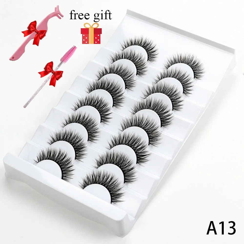 5/8 Pairs Faux Mink Eyelashes Soft Fluffy Natural False Eyelashes 3D Thick Dramatic Makeup Eyelashes Reusable Handmade Lashes