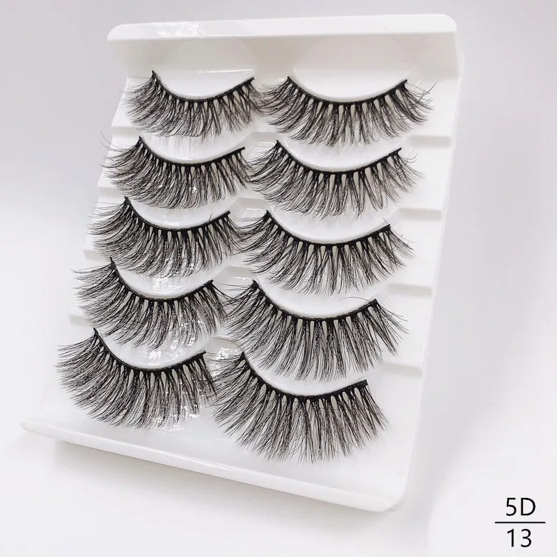 5/8 Pairs Faux Mink Eyelashes Soft Fluffy Natural False Eyelashes 3D Thick Dramatic Makeup Eyelashes Reusable Handmade Lashes