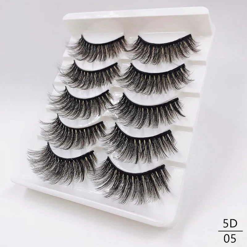 5/8 Pairs Faux Mink Eyelashes Soft Fluffy Natural False Eyelashes 3D Thick Dramatic Makeup Eyelashes Reusable Handmade Lashes