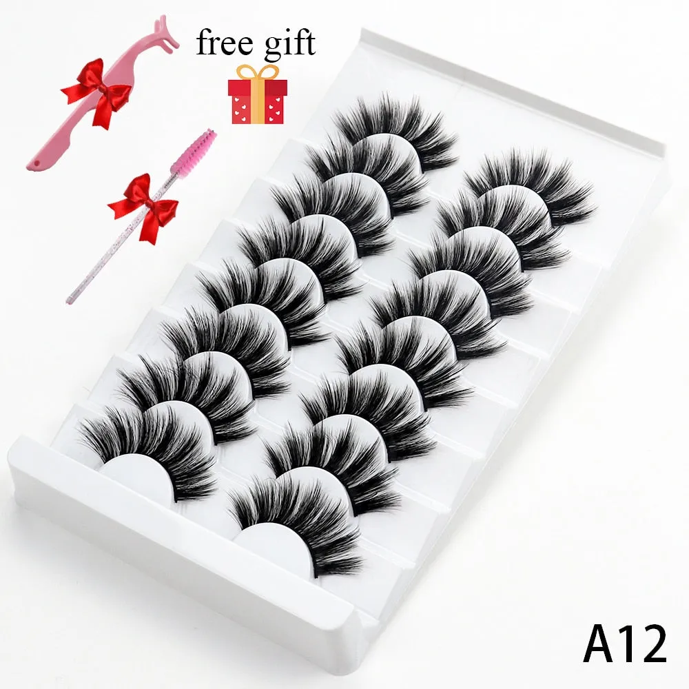5/8 Pairs Faux Mink Eyelashes Soft Fluffy Natural False Eyelashes 3D Thick Dramatic Makeup Eyelashes Reusable Handmade Lashes