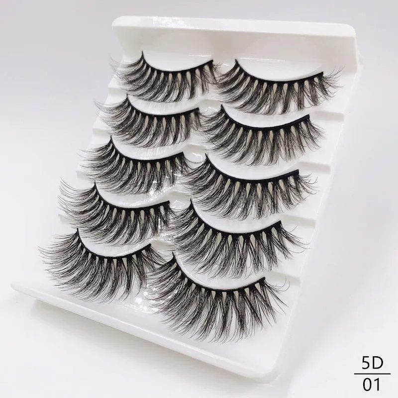 5/8 Pairs Faux Mink Eyelashes Soft Fluffy Natural False Eyelashes 3D Thick Dramatic Makeup Eyelashes Reusable Handmade Lashes