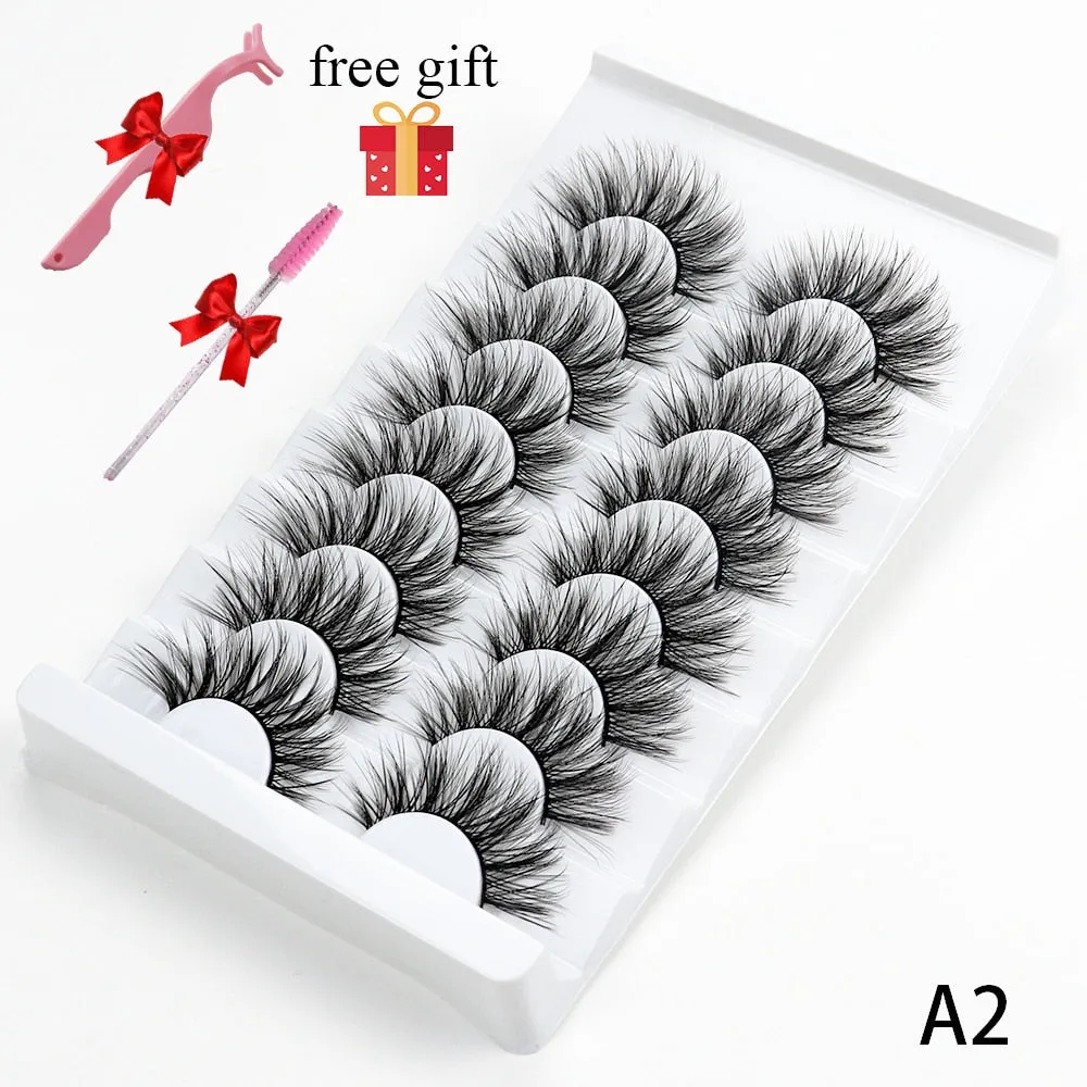 5/8 Pairs Faux Mink Eyelashes Soft Fluffy Natural False Eyelashes 3D Thick Dramatic Makeup Eyelashes Reusable Handmade Lashes