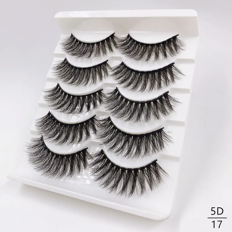 5/8 Pairs Faux Mink Eyelashes Soft Fluffy Natural False Eyelashes 3D Thick Dramatic Makeup Eyelashes Reusable Handmade Lashes