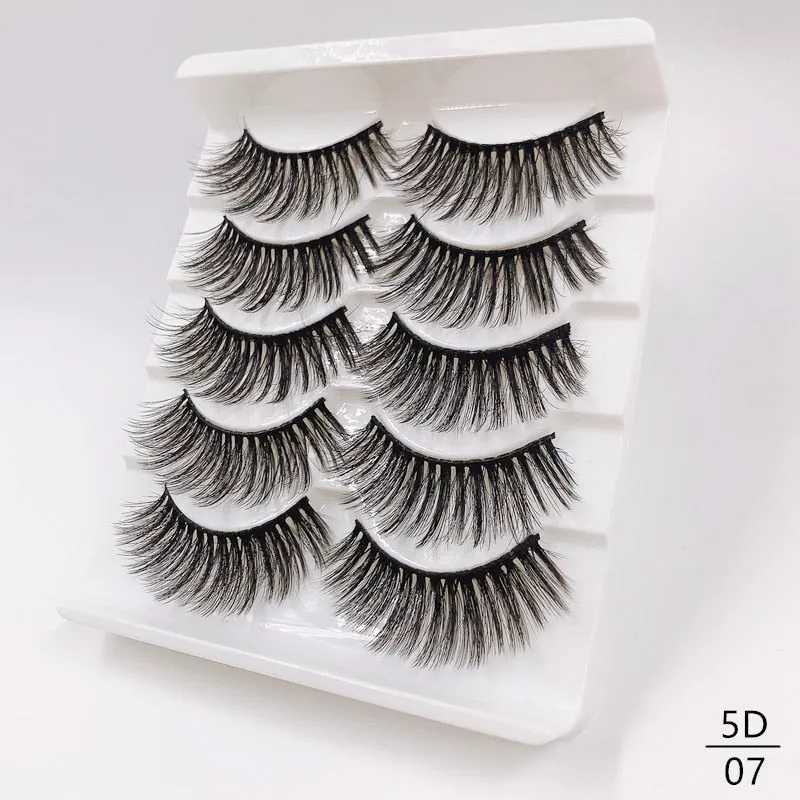 5/8 Pairs Faux Mink Eyelashes Soft Fluffy Natural False Eyelashes 3D Thick Dramatic Makeup Eyelashes Reusable Handmade Lashes