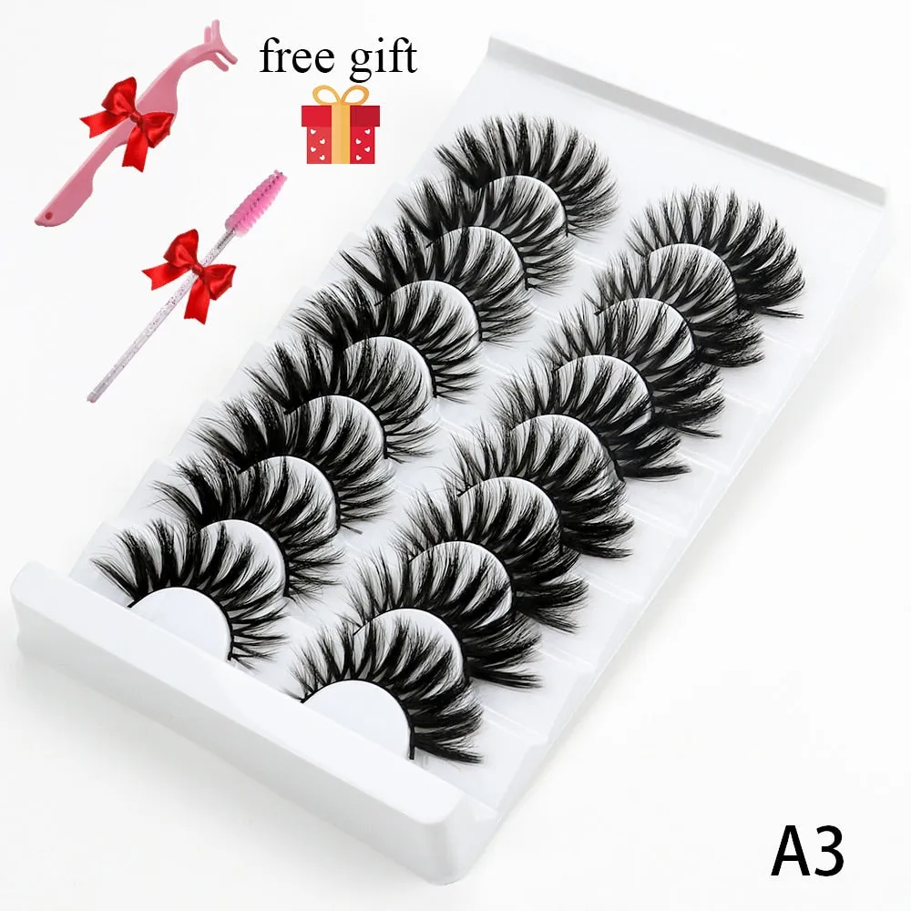 5/8 Pairs Faux Mink Eyelashes Soft Fluffy Natural False Eyelashes 3D Thick Dramatic Makeup Eyelashes Reusable Handmade Lashes