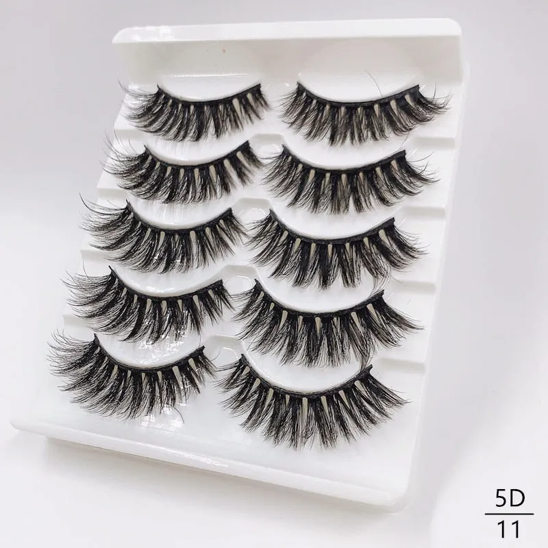 5/8 Pairs Faux Mink Eyelashes Soft Fluffy Natural False Eyelashes 3D Thick Dramatic Makeup Eyelashes Reusable Handmade Lashes