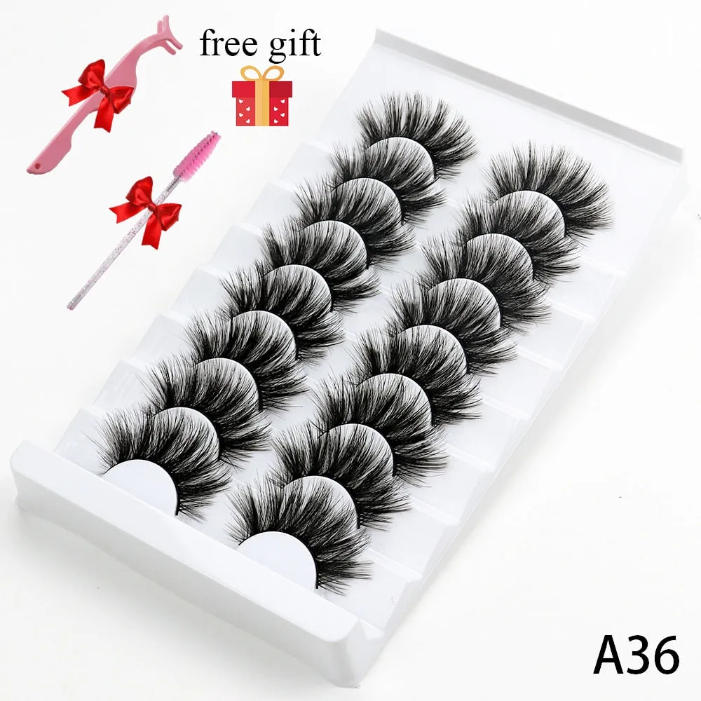 5/8 Pairs Faux Mink Eyelashes Soft Fluffy Natural False Eyelashes 3D Thick Dramatic Makeup Eyelashes Reusable Handmade Lashes