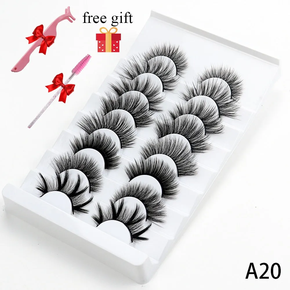 5/8 Pairs Faux Mink Eyelashes Soft Fluffy Natural False Eyelashes 3D Thick Dramatic Makeup Eyelashes Reusable Handmade Lashes