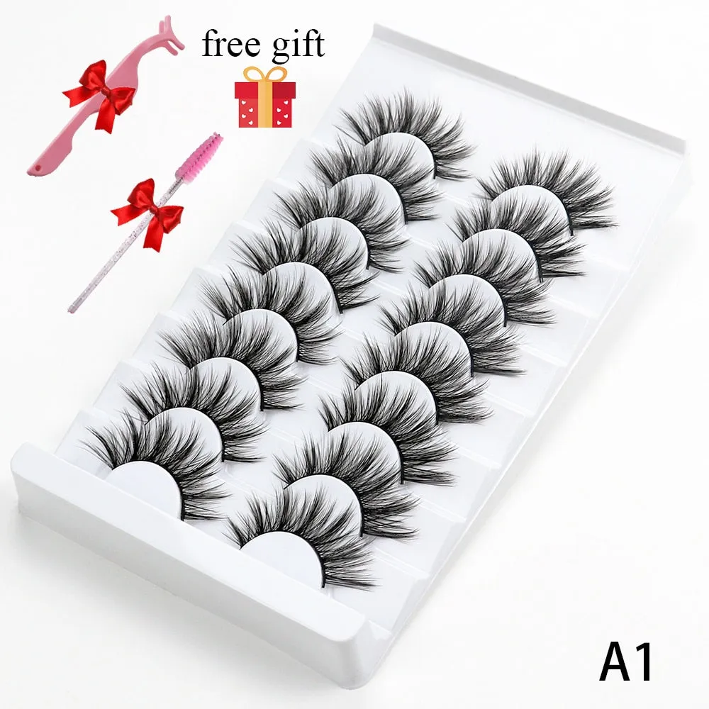 5/8 Pairs Faux Mink Eyelashes Soft Fluffy Natural False Eyelashes 3D Thick Dramatic Makeup Eyelashes Reusable Handmade Lashes