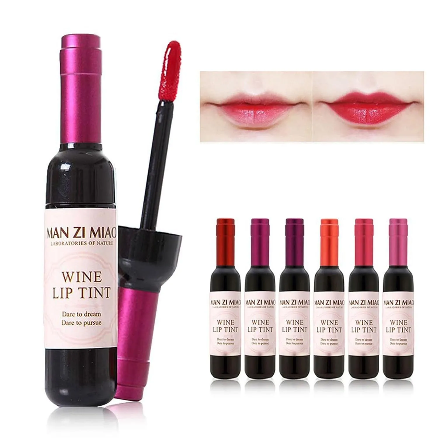 6-Piece Matte Liquid Lipstick Set - Waterproof Wine Bottle Lip Tints for Women & Girls Gift