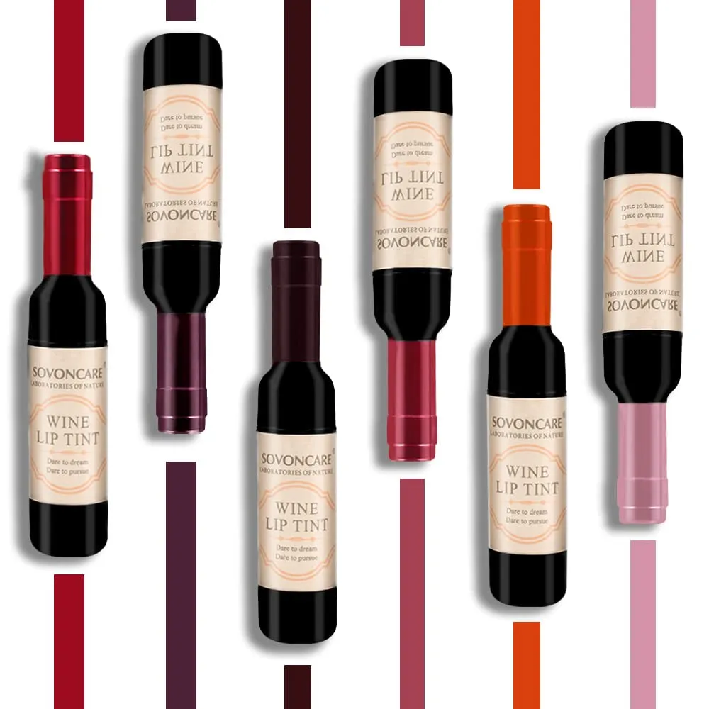 6-Piece Matte Liquid Lipstick Set - Waterproof Wine Bottle Lip Tints for Women & Girls Gift