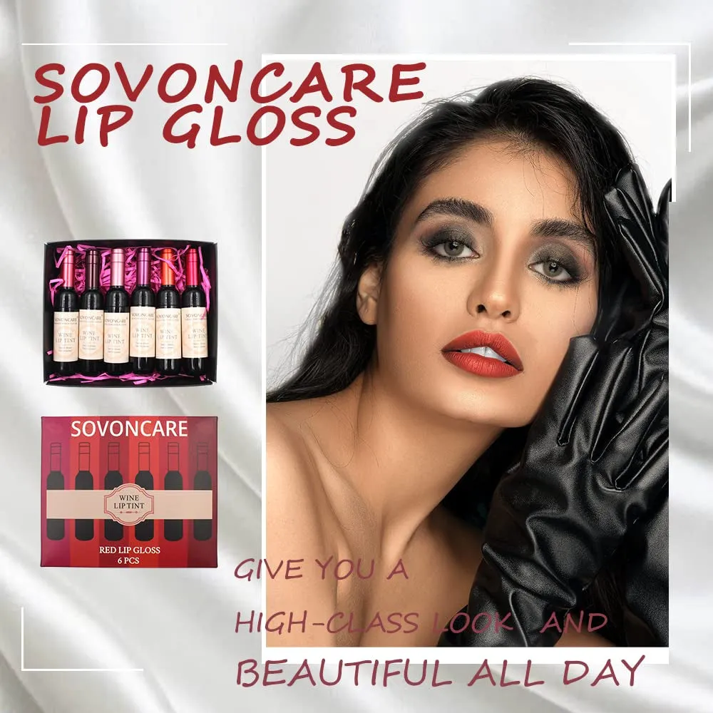 6-Piece Matte Liquid Lipstick Set - Waterproof Wine Bottle Lip Tints for Women & Girls Gift