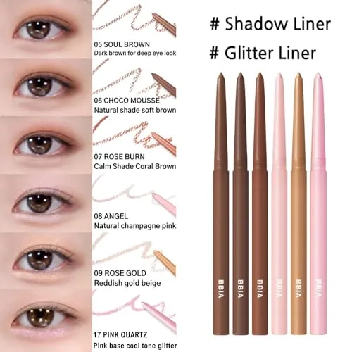 BBIA Last Auto Gel Eyeliner 17 Color – Multi-Use Longwear & Waterproof Mechanical Eye Liner Easy Drawing with Smooth Texture Smudge-Resistant Shadow & Glitter Vegan Korea Eye Makeup (01 NOIR)