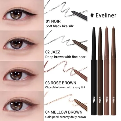 BBIA Last Auto Gel Eyeliner 17 Color – Multi-Use Longwear & Waterproof Mechanical Eye Liner Easy Drawing with Smooth Texture Smudge-Resistant Shadow & Glitter Vegan Korea Eye Makeup (01 NOIR)