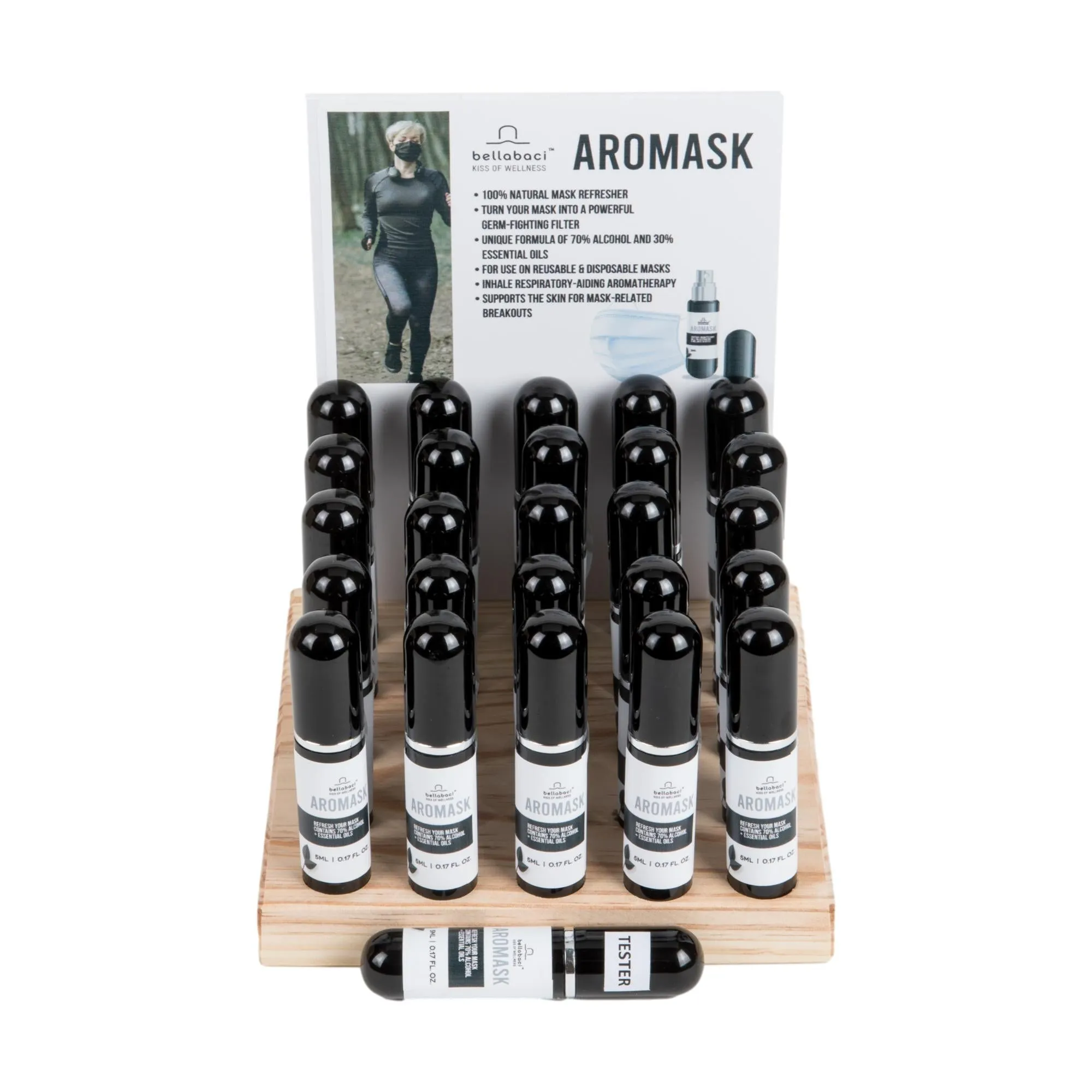 Bellabaci Aromask Aroma Essential Oil Spray, 25 ct Retail Display & Tester