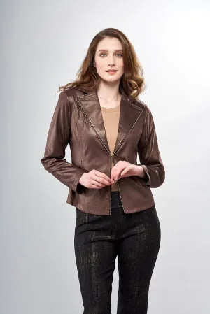 Chocolate Gold Beaded Vegan Jkt