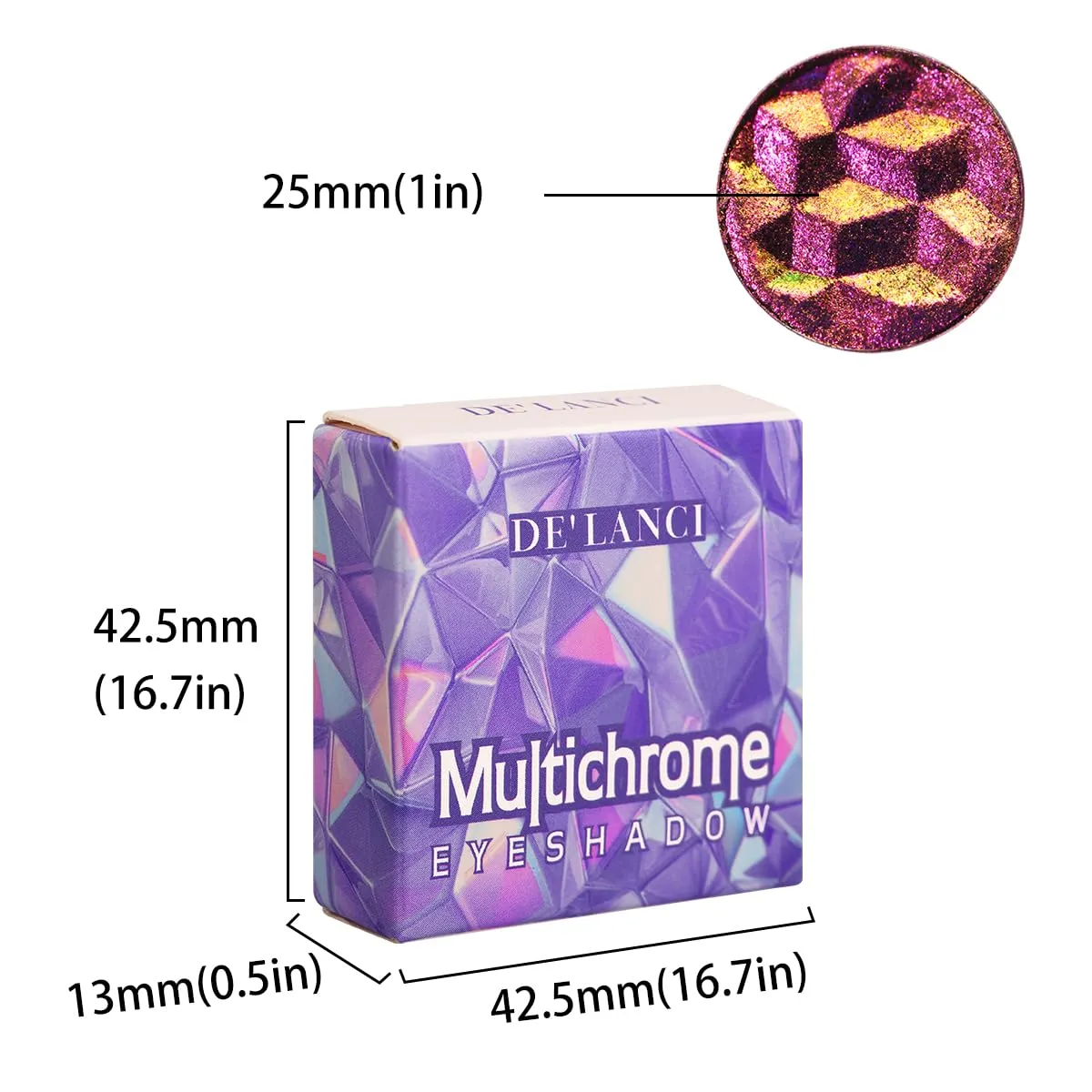 DE'LANCI Chameleon Glitter Eyeshadow Palette Pigmented, Multichrome Glitter Eyeshadow Palette Single, Purple-Gold-Green Glitter Eyeshadow Holographic Color Shift Multi-Dimensional Eye Looks