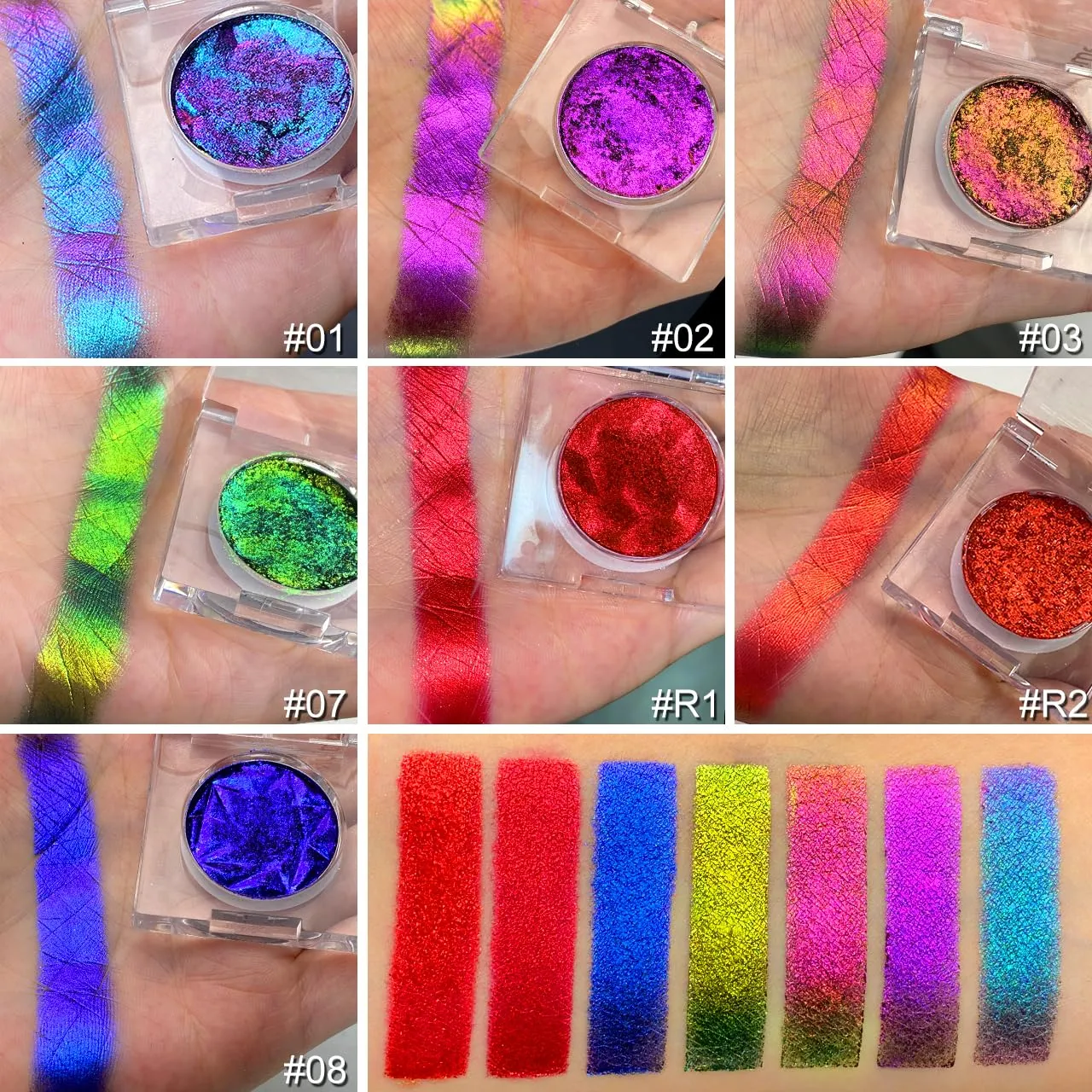 DE'LANCI Chameleon Glitter Eyeshadow Palette Pigmented, Multichrome Glitter Eyeshadow Palette Single, Purple-Gold-Green Glitter Eyeshadow Holographic Color Shift Multi-Dimensional Eye Looks