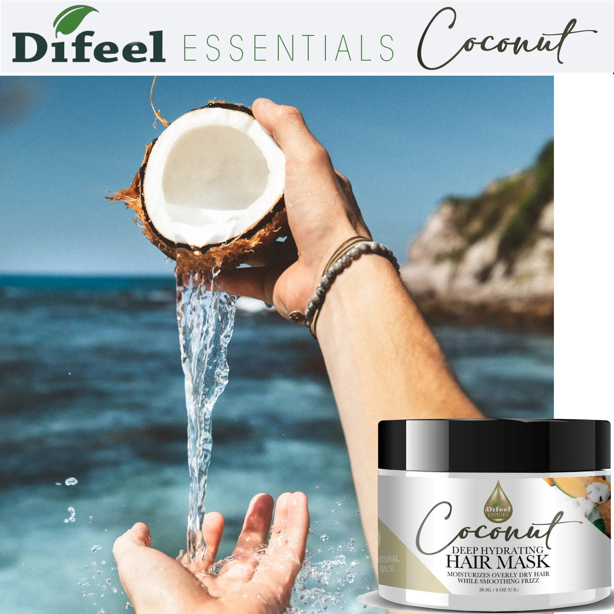 Difeel Essentials Hydrating Coconut Hair Mask 8 oz.