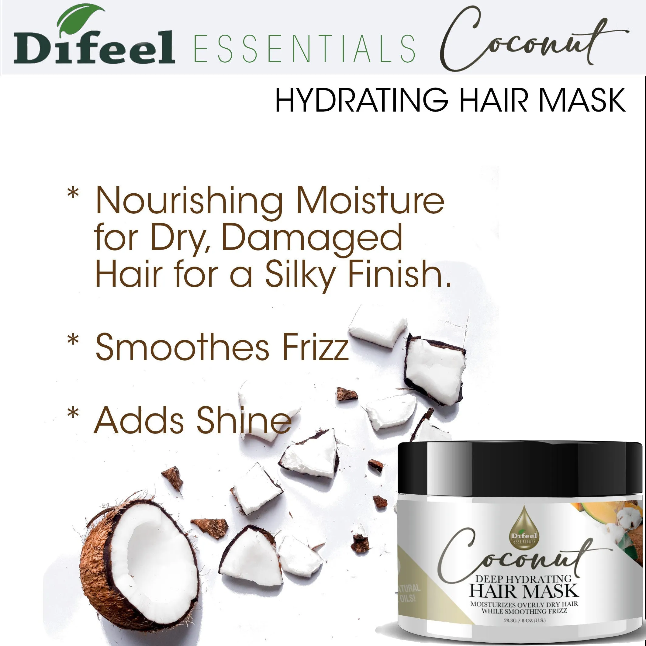 Difeel Essentials Hydrating Coconut Hair Mask 8 oz.