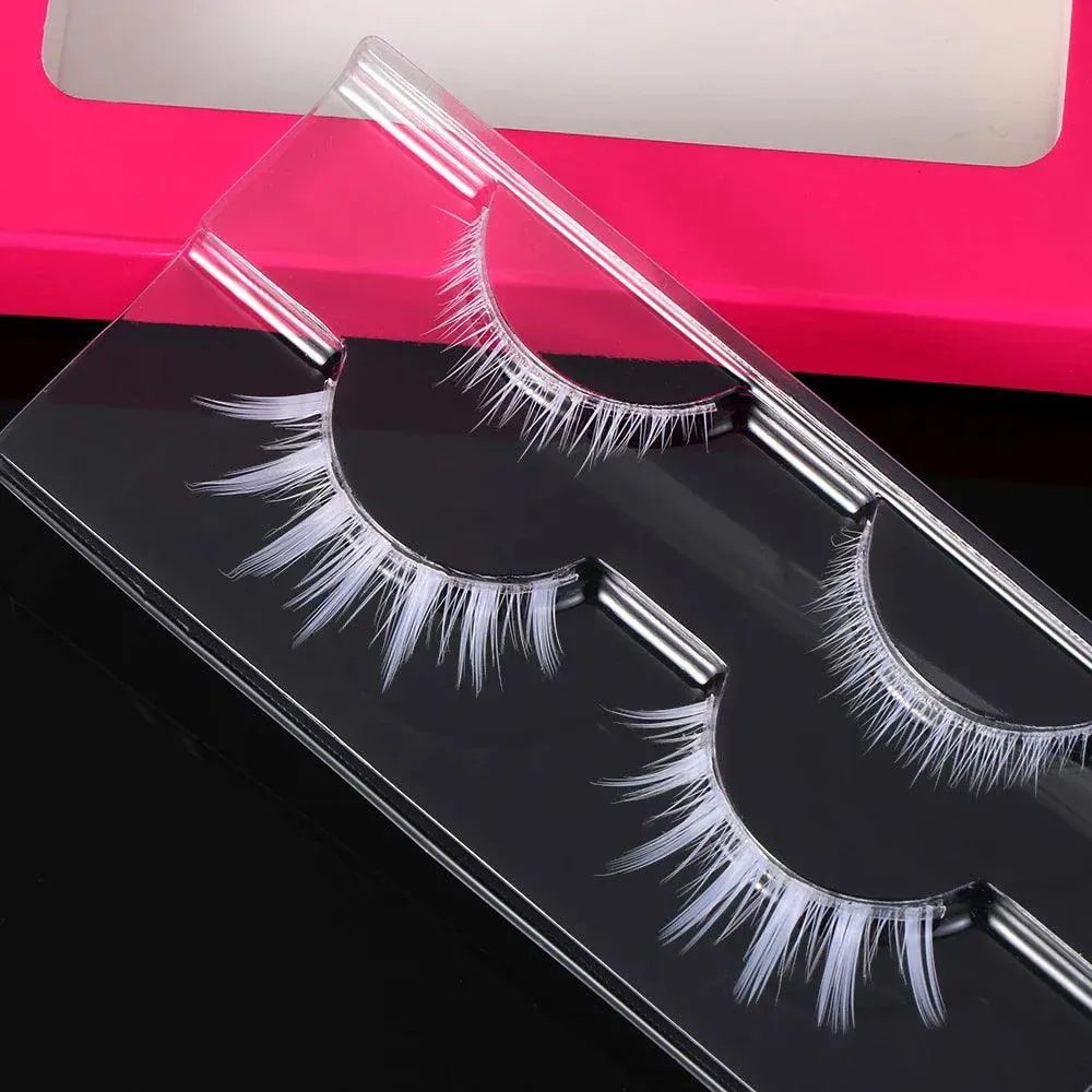 Dramatic White Cosplay Eyelashes for Halloween - Wispy Natural Soft Extensions