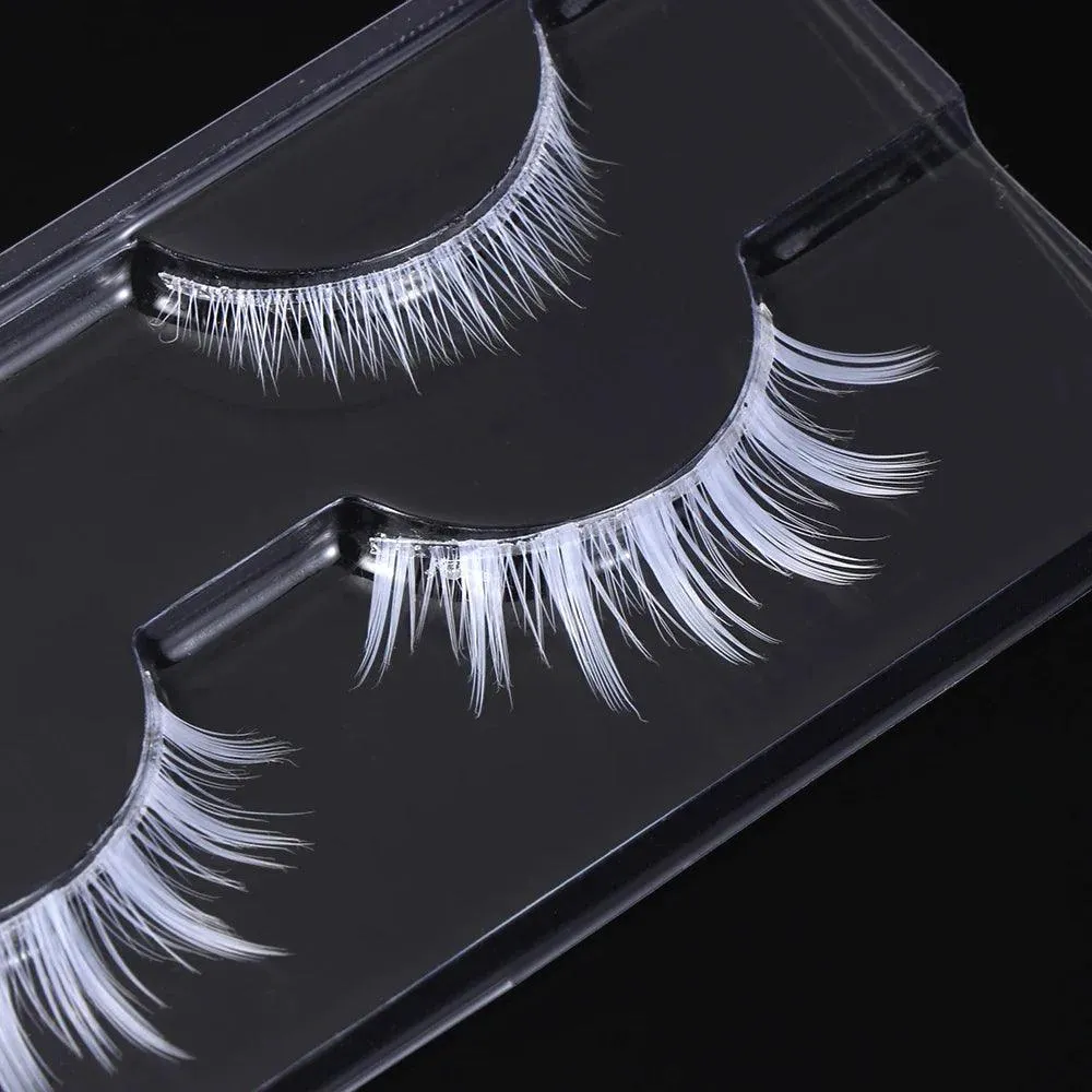 Dramatic White Cosplay Eyelashes for Halloween - Wispy Natural Soft Extensions