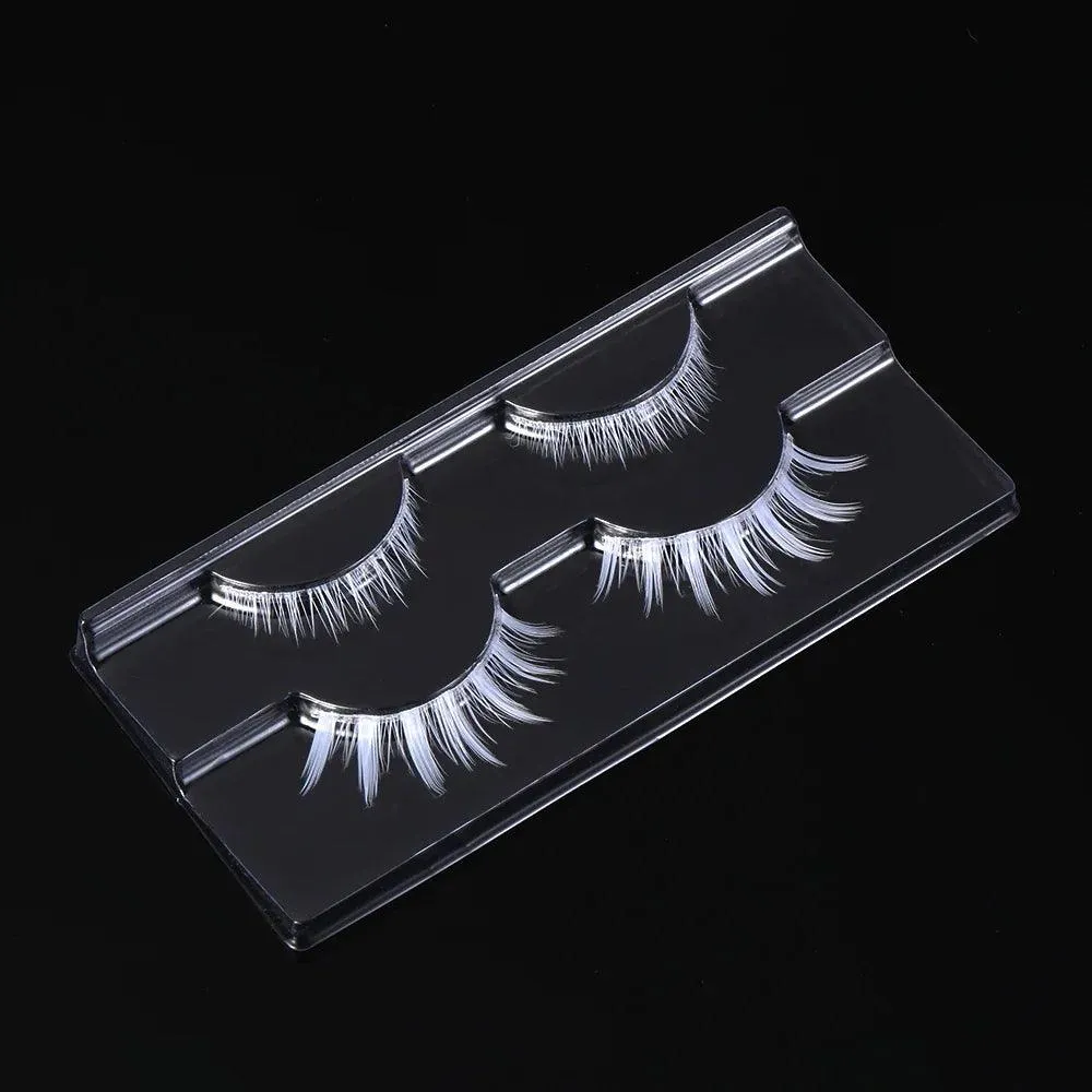 Dramatic White Cosplay Eyelashes for Halloween - Wispy Natural Soft Extensions