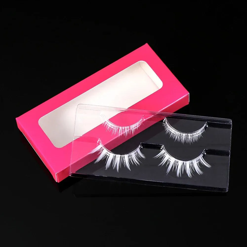 Dramatic White Cosplay Eyelashes for Halloween - Wispy Natural Soft Extensions
